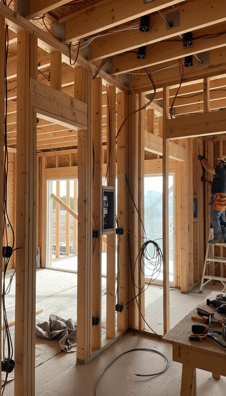 New construction with pre-wiring infrastructure installation