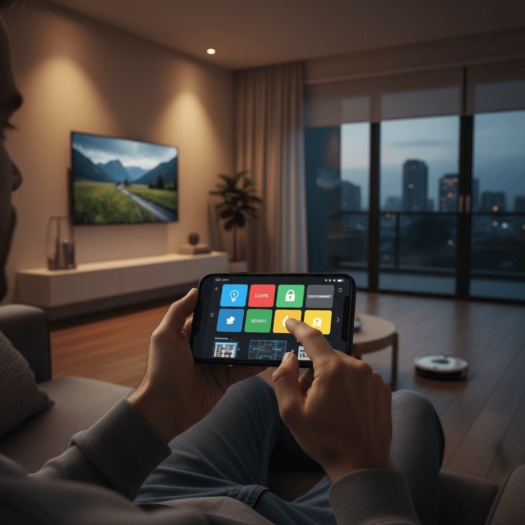 Smart home control app on mobile device