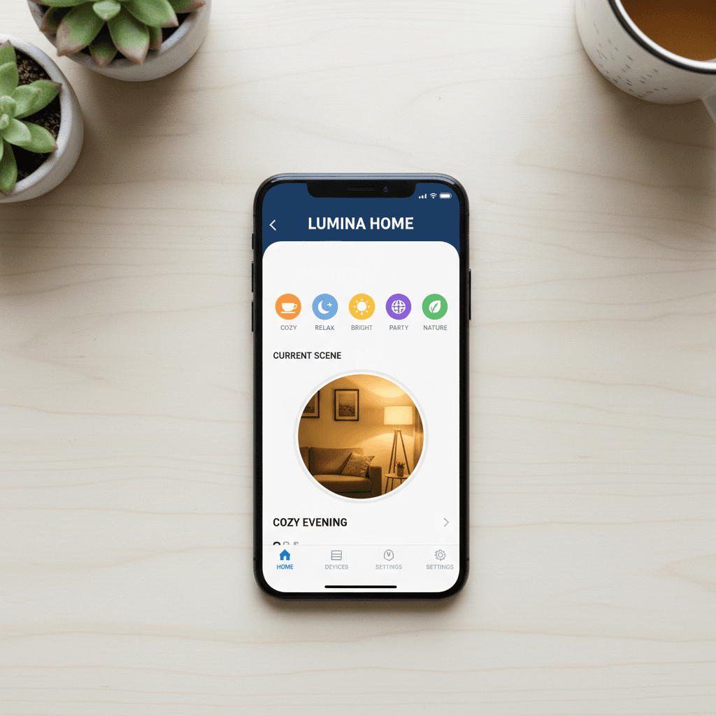 Smart lighting scenes and automation app