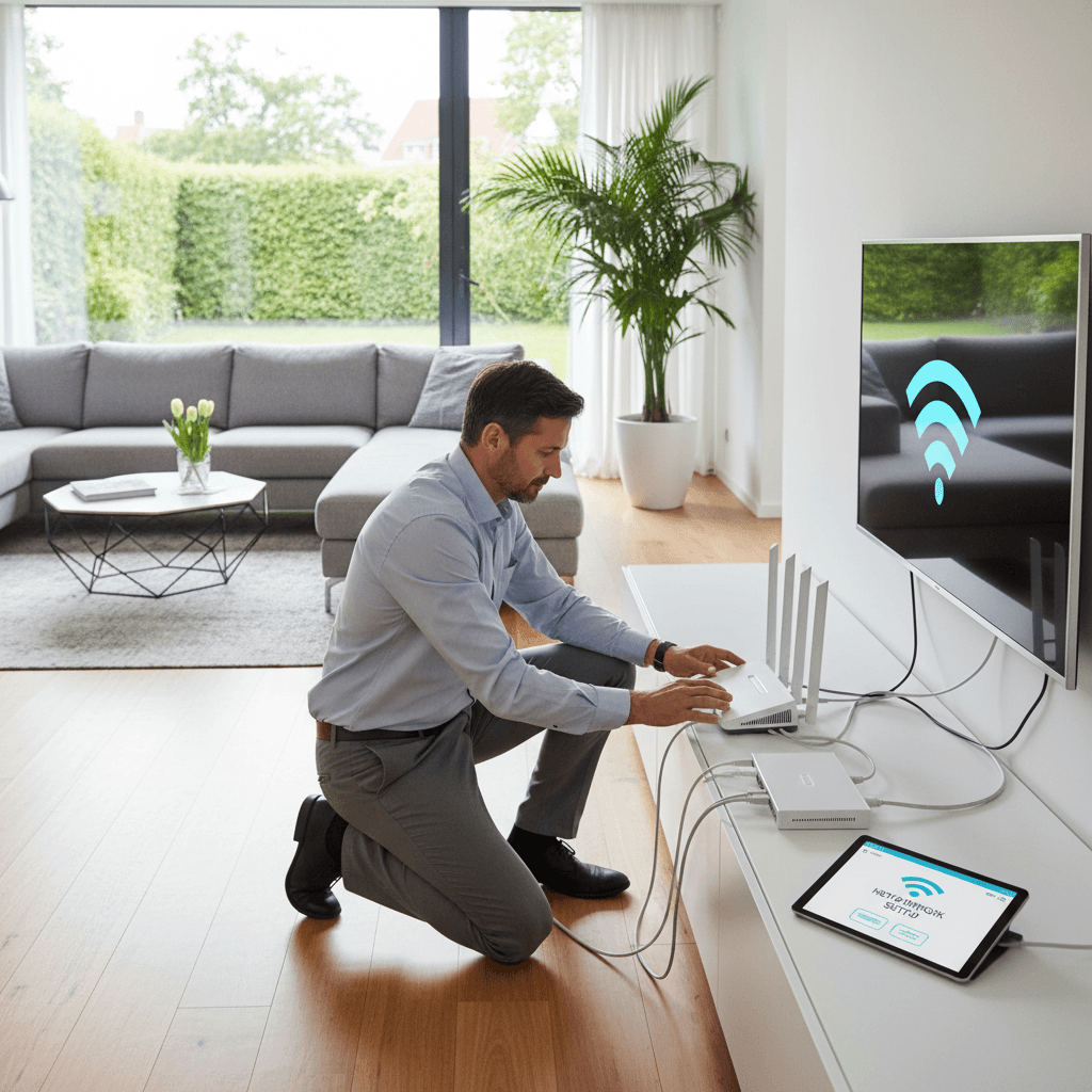 Home network setup with WiFi router and optimization
